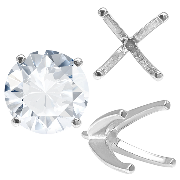 Four Prong Round High Tiffany Settings With Peg in Sterling Silver (Casting) (3.50 mm - 11.75 mm)