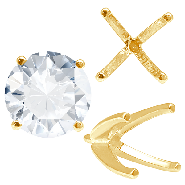 Four Prong Round High Tiffany Settings With Peg in 14K Gold (Casting) (3.50 mm - 11.75 mm)