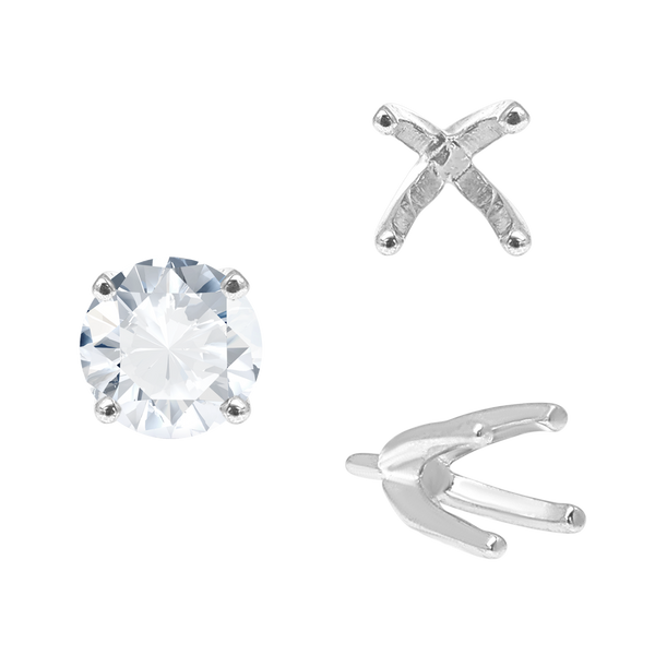 Four Prong Round High Tiffany Settings With Peg in 14K Gold (Casting) (3.50 mm - 11.75 mm)