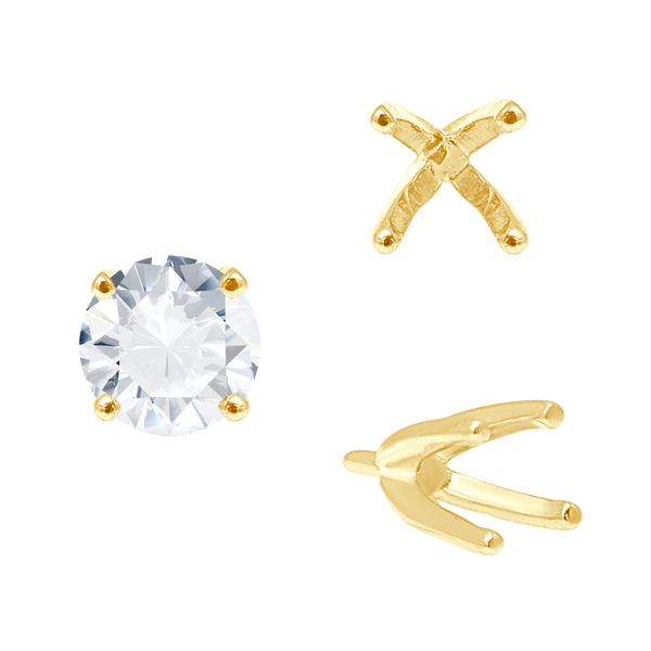 Four Prong Round High Tiffany Settings With Peg in 14K Gold (Casting) (3.50 mm - 11.75 mm)