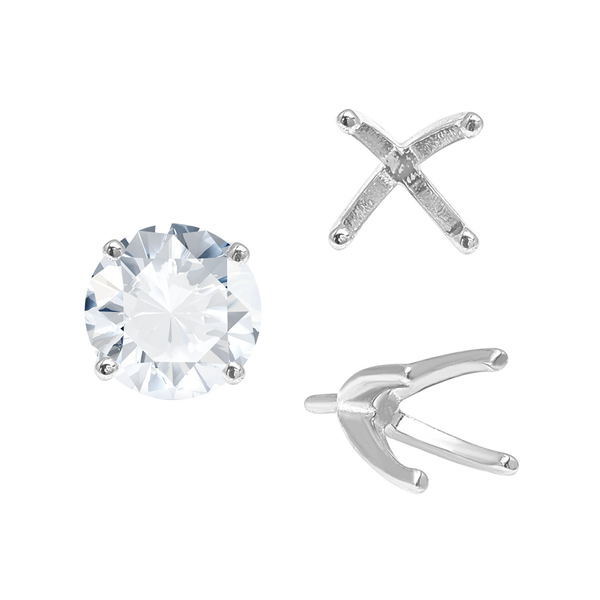 Four Prong Round High Tiffany Settings With Peg in 14K Gold (Casting) (3.50 mm - 11.75 mm)