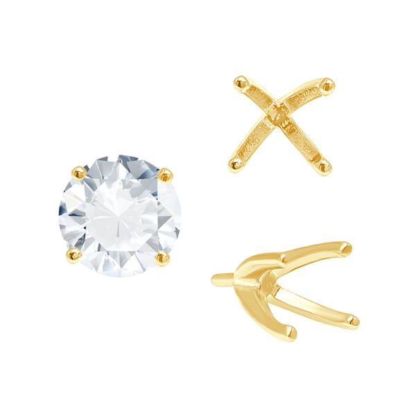 Four Prong Round High Tiffany Settings With Peg in 14K Gold (Casting) (3.50 mm - 11.75 mm)