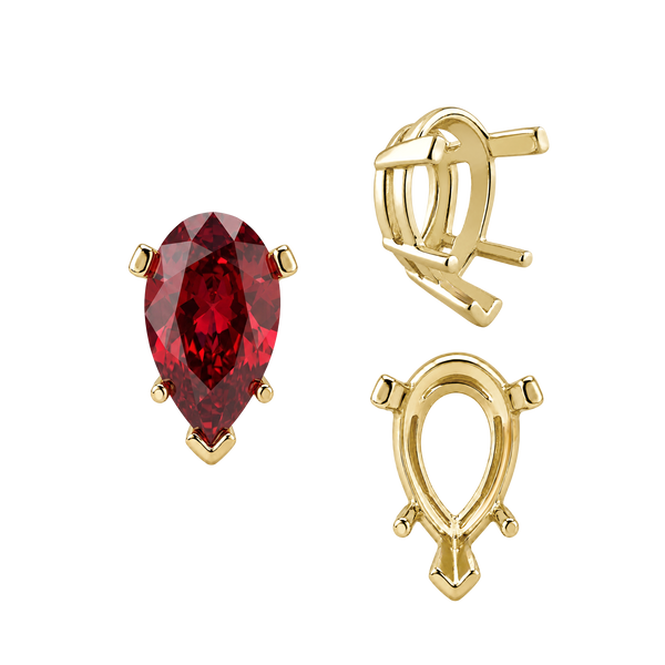 V-End Pear Shape Heavy Tapered Settings in 14K Gold (6.00 x 4.00 mm - 15.00 x 9.00 mm)