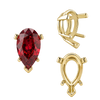 V-End Pear Shape Heavy Tapered Settings in 14K Gold (6.00 x 4.00 mm - 15.00 x 9.00 mm)