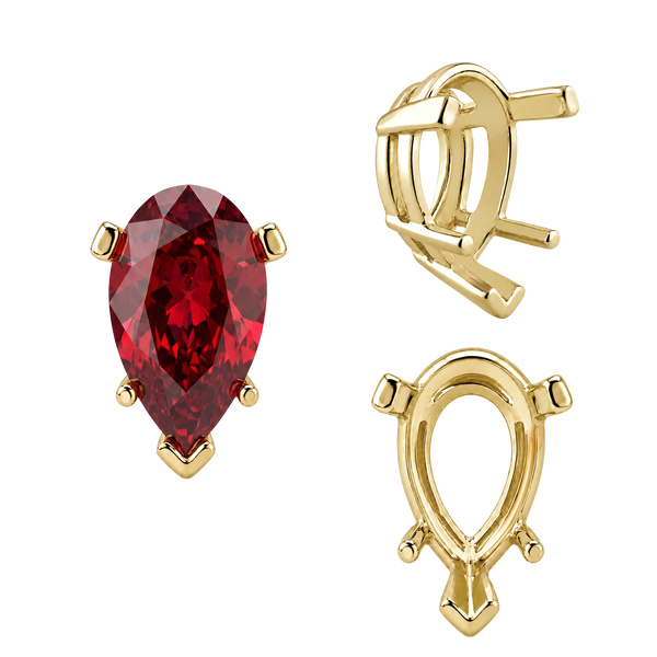 V-End Pear Shape Heavy Tapered Settings in 14K Gold (6.00 x 4.00 mm - 15.00 x 9.00 mm)