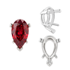 V-End Pear Shape Heavy Tapered Settings in Sterling Silver (6.00 x 4.00 mm - 15.00 x 9.00 mm)