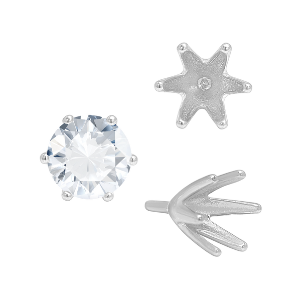 Six Prong Round High Tiffany Settings With Peg in 18K Gold (Casting) (3.50 mm - 11.00 mm)