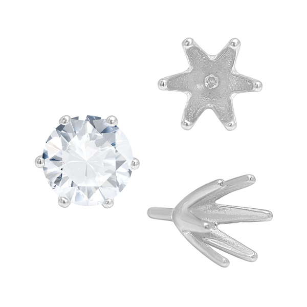 Six Prong Round High Tiffany Settings With Peg in 14K Gold (Casting) (3.50 mm - 11.00 mm)