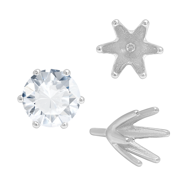 Six Prong Round High Tiffany Settings With Peg in 14K Gold (Casting) (3.50 mm - 11.00 mm)