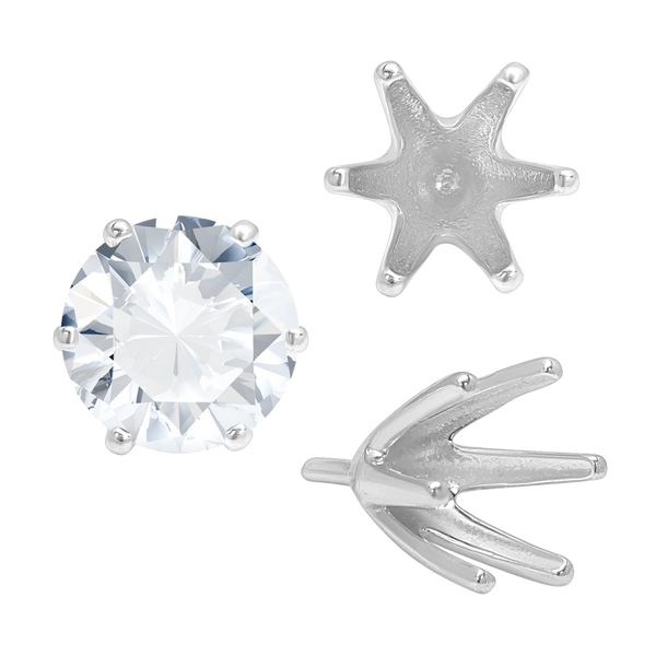 Six Prong Round High Tiffany Settings With Peg in 18K Gold (Casting) (3.50 mm - 11.00 mm)