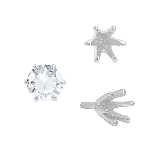Six Prong Round High Tiffany Settings With Peg in 18K Gold (Casting) (3.50 mm - 11.00 mm)