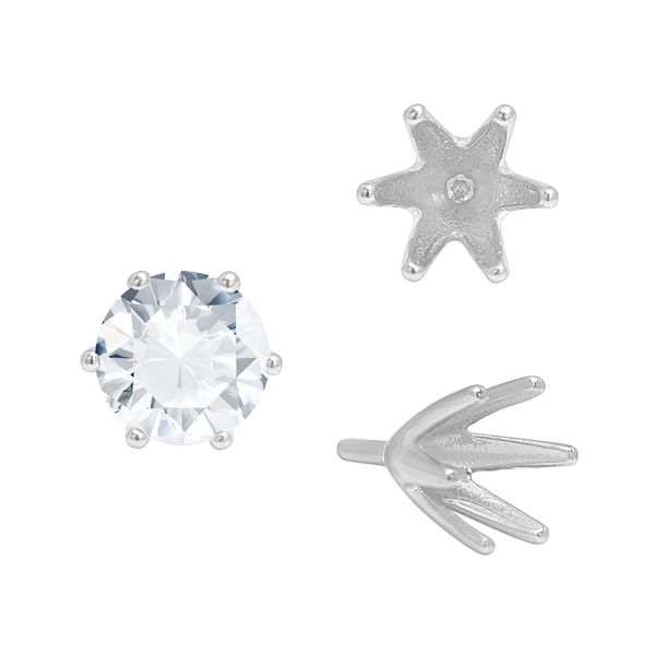 Six Prong Round High Tiffany Settings With Peg in 14K Gold (Casting) (3.50 mm - 11.00 mm)