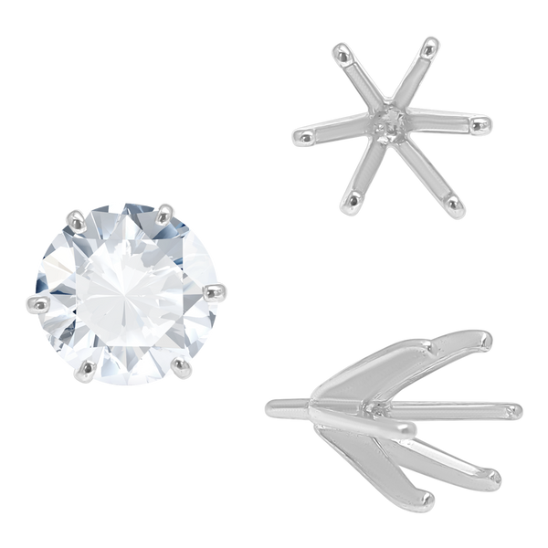 Six Prong Round Heavy High Tiffany Settings With Peg in 14K Gold (Casting) (3.25 mm - 9.25 mm)
