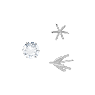 Six Prong Round Heavy High Tiffany Settings With Peg in Sterling Silver (Casting) (3.25 mm - 9.25 mm)