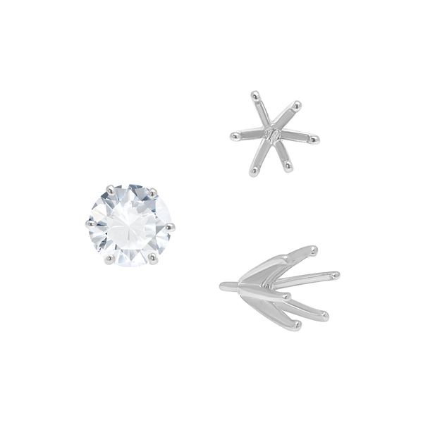 Six Prong Round Heavy High Tiffany Settings With Peg in 14K Gold (Casting) (3.25 mm - 9.25 mm)