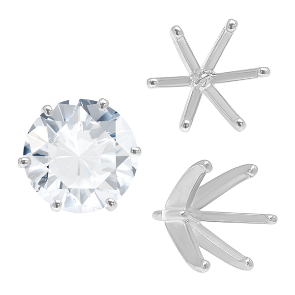 Six Prong Round Heavy High Tiffany Settings With Peg in Sterling Silver (Casting) (3.25 mm - 9.25 mm)
