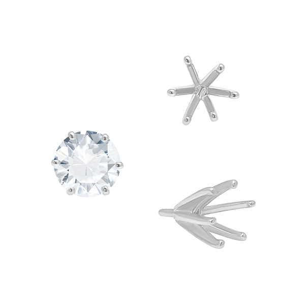 Six Prong Round Heavy High Tiffany Settings With Peg in 14K Gold (Casting) (3.25 mm - 9.25 mm)