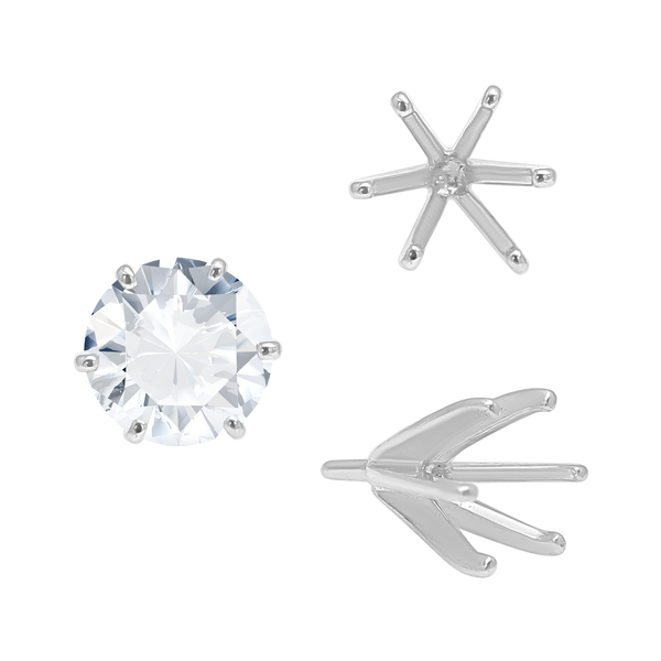 Six Prong Round Heavy High Tiffany Settings With Peg in 14K Gold (Casting) (3.25 mm - 9.25 mm)