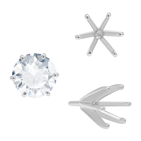Six Prong Round Heavy High Tiffany Settings With Peg in Sterling Silver (Casting) (3.25 mm - 9.25 mm)