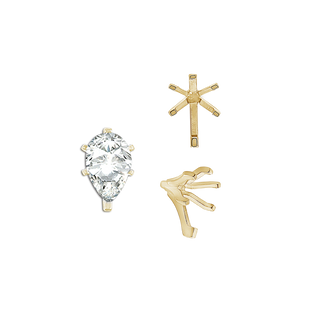 Six Prong Pear Shape Tiffany Settings With Peg in 18K Gold (4.25 x 2.50 mm - 9.75 x 6.50 mm)