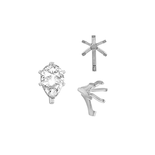Six Prong Pear Shape Tiffany Settings With Peg in Sterling Silver (4.50 x 2.75 mm - 15.00 x 9.00 mm)
