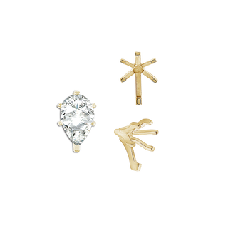 Six Prong Pear Shape Tiffany Settings With Peg in 14K Gold (4.50 x 2.75 mm - 15.00 x 9.00 mm)