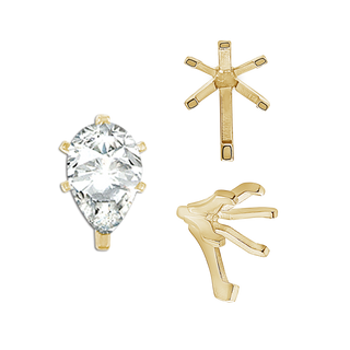 Six Prong Pear Shape Tiffany Settings With Peg in 18K Gold (4.25 x 2.50 mm - 9.75 x 6.50 mm)