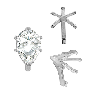 Six Prong Pear Shape Tiffany Settings With Peg in Sterling Silver (3.00 x 1.75 mm - 15.00 x 9.00 mm)