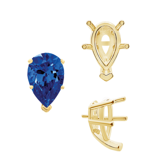 V-End Pear Shape Solitaire Settings With Peg in 14K Gold (5.00 x 3.00 mm - 14.00 x 9.00 mm)