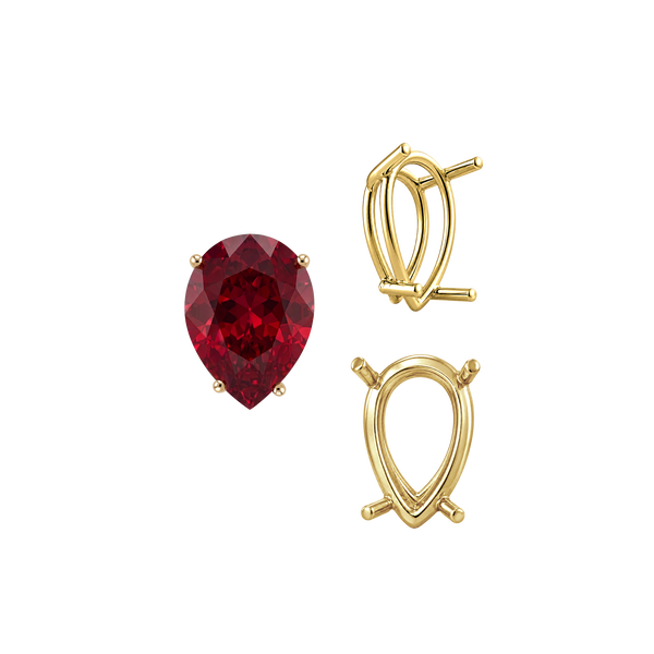 Four Prong Pear Shape Wire Basket Settings in 14K Gold (4.25 x 2.50 mm - 20.00 x 12.00 mm)