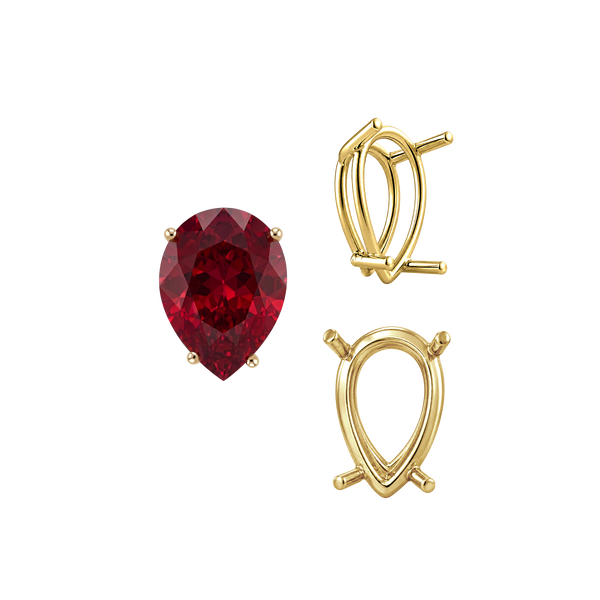 Four Prong Pear Shape Wire Basket Settings in 14K Gold (4.25 x 2.50 mm - 20.00 x 12.00 mm)