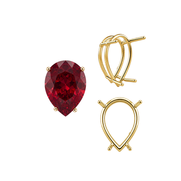 Four Prong Pear Shape Wire Basket Settings in 14K Gold (4.25 x 2.50 mm - 20.00 x 12.00 mm)