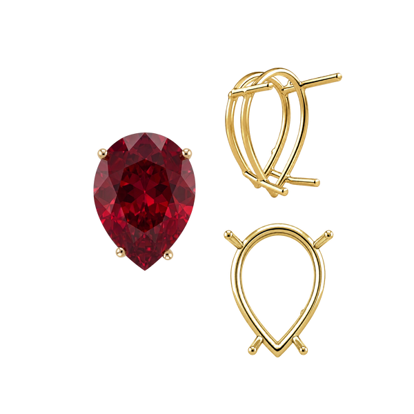 Four Prong Pear Shape Wire Basket Settings in 14K Gold (4.25 x 2.50 mm - 20.00 x 12.00 mm)