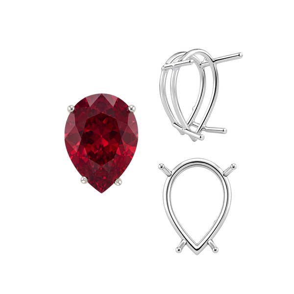 Four Prong Pear Shape Wire Basket Settings in Sterling Silver (4.25 x 2.50 mm - 20.00 x 12.00 mm)