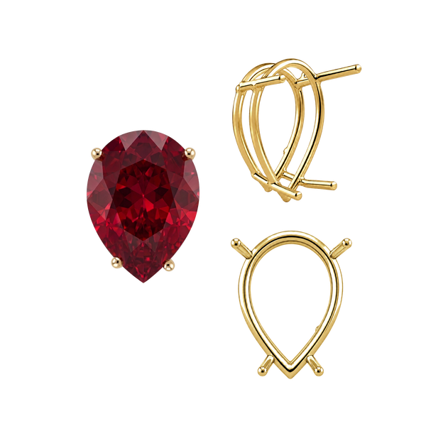 Four Prong Pear Shape Wire Basket Settings in 14K Gold (4.25 x 2.50 mm - 20.00 x 12.00 mm)