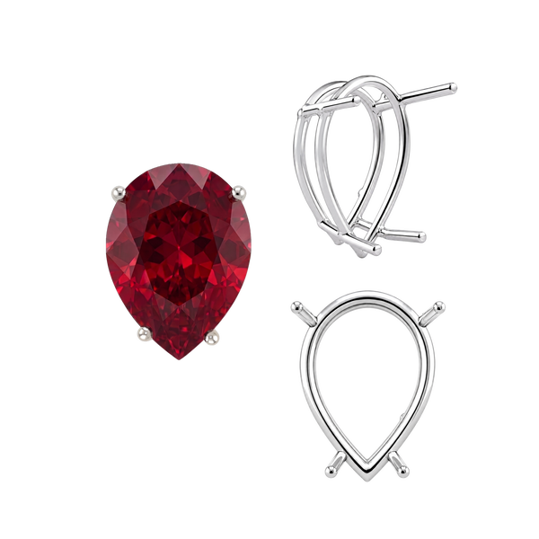 Four Prong Pear Shape Wire Basket Settings in Sterling Silver (4.25 x 2.50 mm - 20.00 x 12.00 mm)