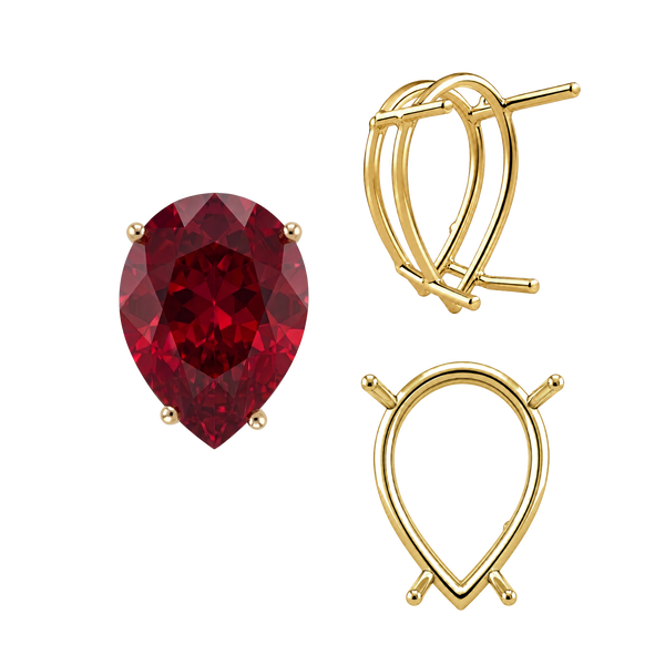Four Prong Pear Shape Wire Basket Settings in 14K Gold (4.25 x 2.50 mm - 20.00 x 12.00 mm)