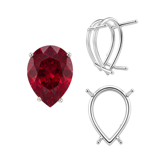 Four Prong Pear Shape Wire Basket Settings in Sterling Silver (4.25 x 2.50 mm - 20.00 x 12.00 mm)