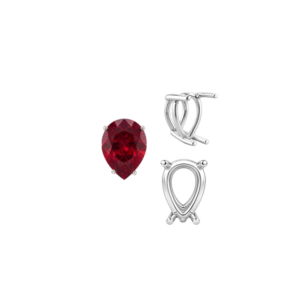 Four Prong Pear Shape Wire Basket Settings in Sterling Silver (4.25 x 2.50 mm - 20.00 x 12.00 mm)
