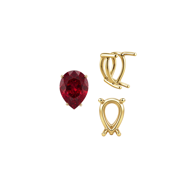Four Prong Pear Shape Wire Basket Settings in 14K Gold (4.25 x 2.50 mm - 20.00 x 12.00 mm)