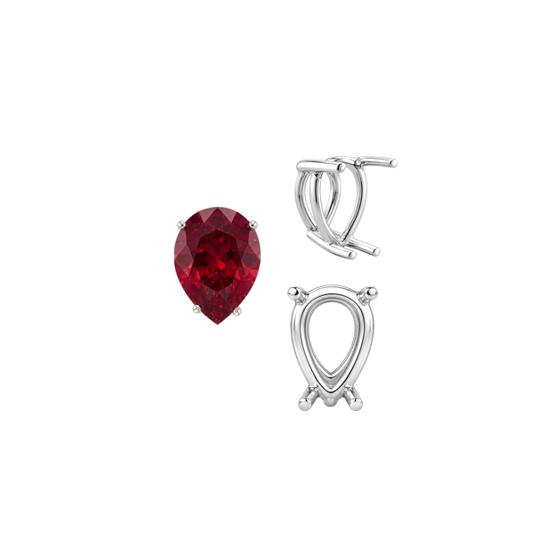 Four Prong Pear Shape Wire Basket Settings in Sterling Silver (4.25 x 2.50 mm - 20.00 x 12.00 mm)