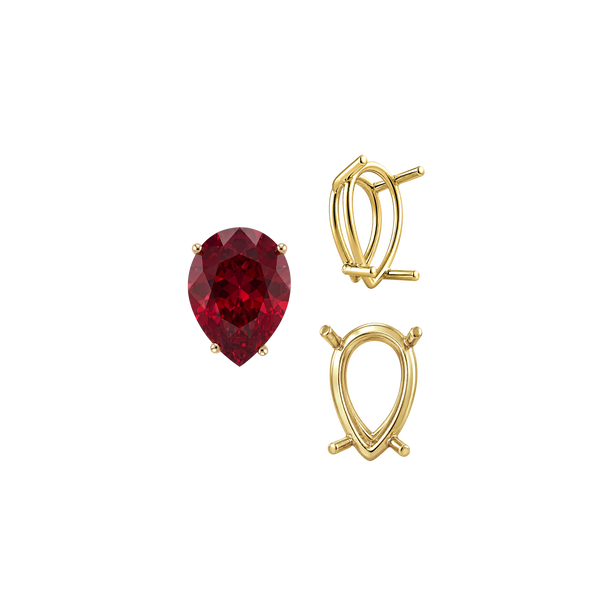 Four Prong Pear Shape Wire Basket Settings in 14K Gold (4.25 x 2.50 mm - 20.00 x 12.00 mm)