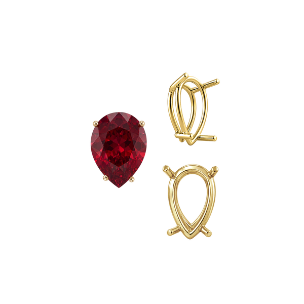 Four Prong Pear Shape Wire Basket Settings in 14K Gold (4.25 x 2.50 mm - 20.00 x 12.00 mm)