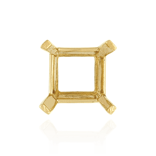 Four Prong Square Heavy Wire Basket Settings in 14K Gold (2.00 mm - 13.50 mm)