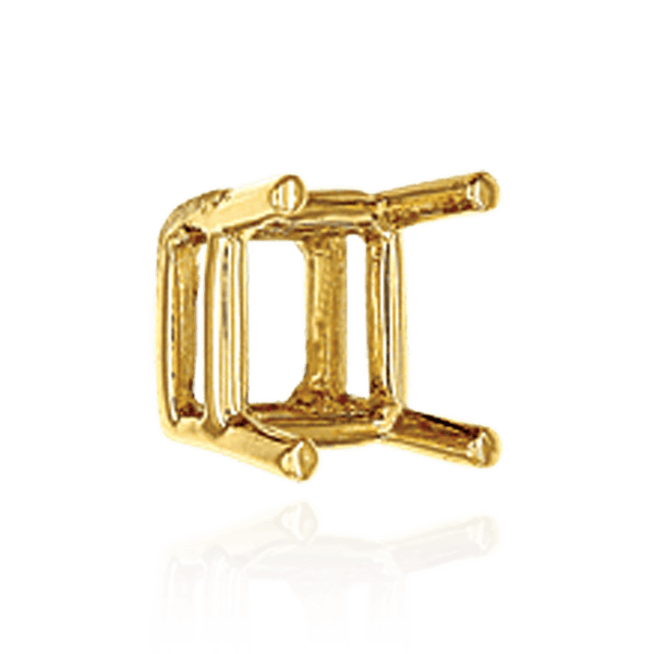 Four Prong Square Wire Basket Settings in 18K Gold (2.50 mm - 7.00 mm)