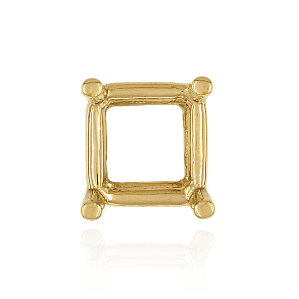 Four Prong Square Wire Basket Settings in 18K Gold (3.00 mm - 7.50 mm)