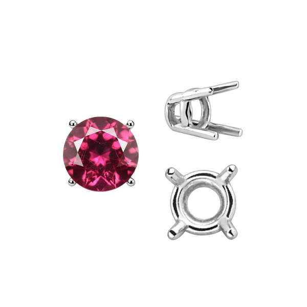 Four Prong Round Wire Basket Settings in 14K Gold (1.75 mm - 11.00 mm)