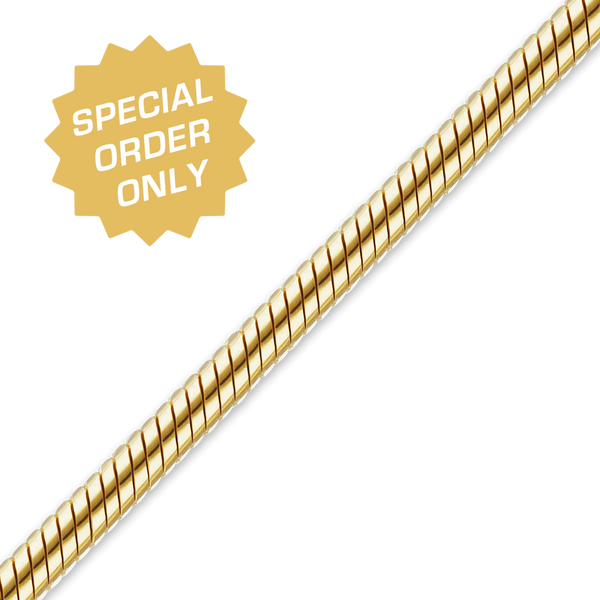 Special Order Only: Bulk / Spooled Round Snake Chain in 14K Gold