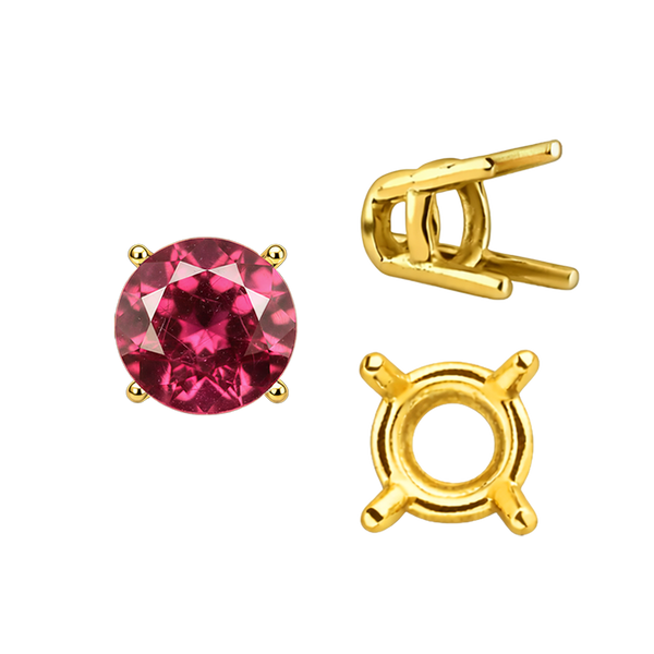 Four Prong Round Wire Basket Settings in 14K Gold (1.75 mm - 11.00 mm)