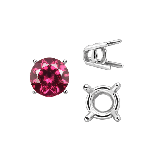 Four Prong Round Wire Basket Settings in 18K Gold (2.00 mm - 11.00 mm)